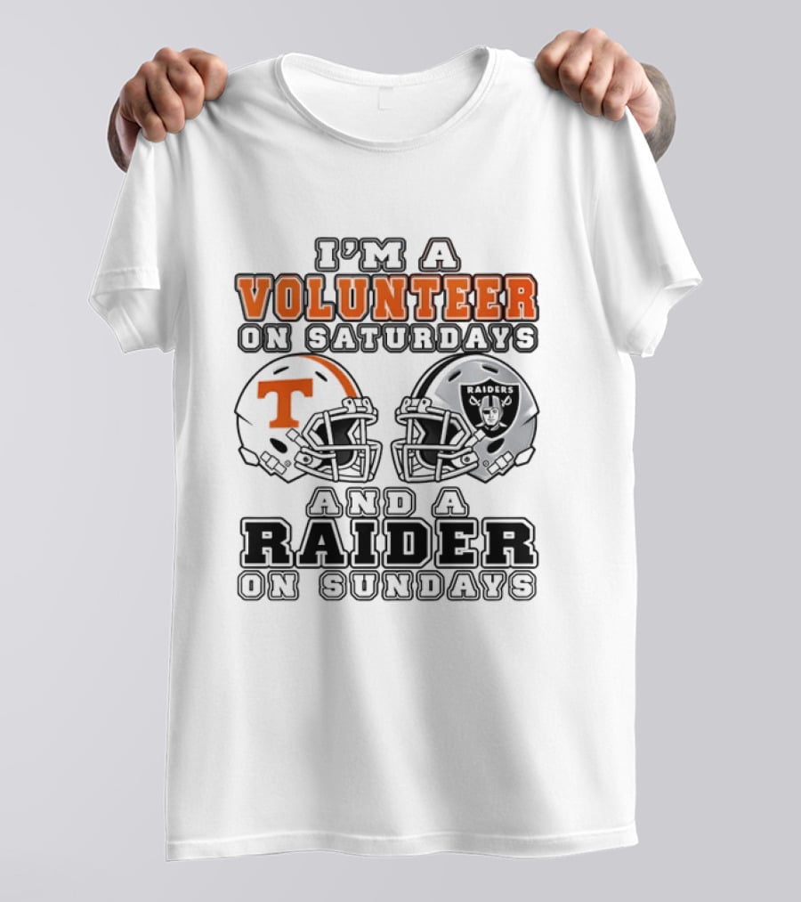 I'm A Volunteer On Saturdays And A Raider On Sundays Tennessee Las Vegas 2026 T-Shirt