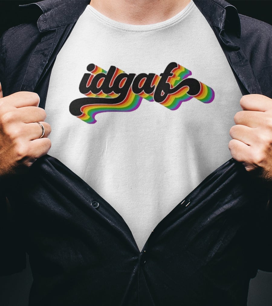 Idgaf Rainbow Groovy Retro Colorful T-Shirt