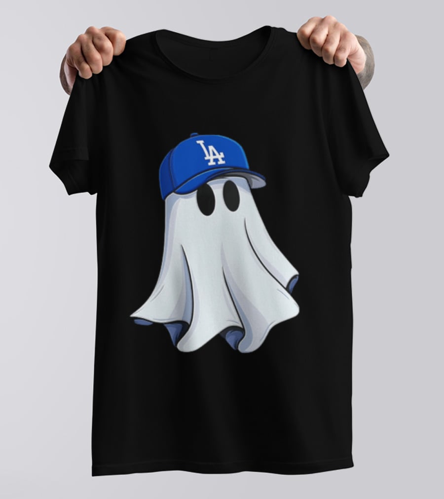 Los Angeles Dodgers Ghost In Blue LA Cap T-Shirt