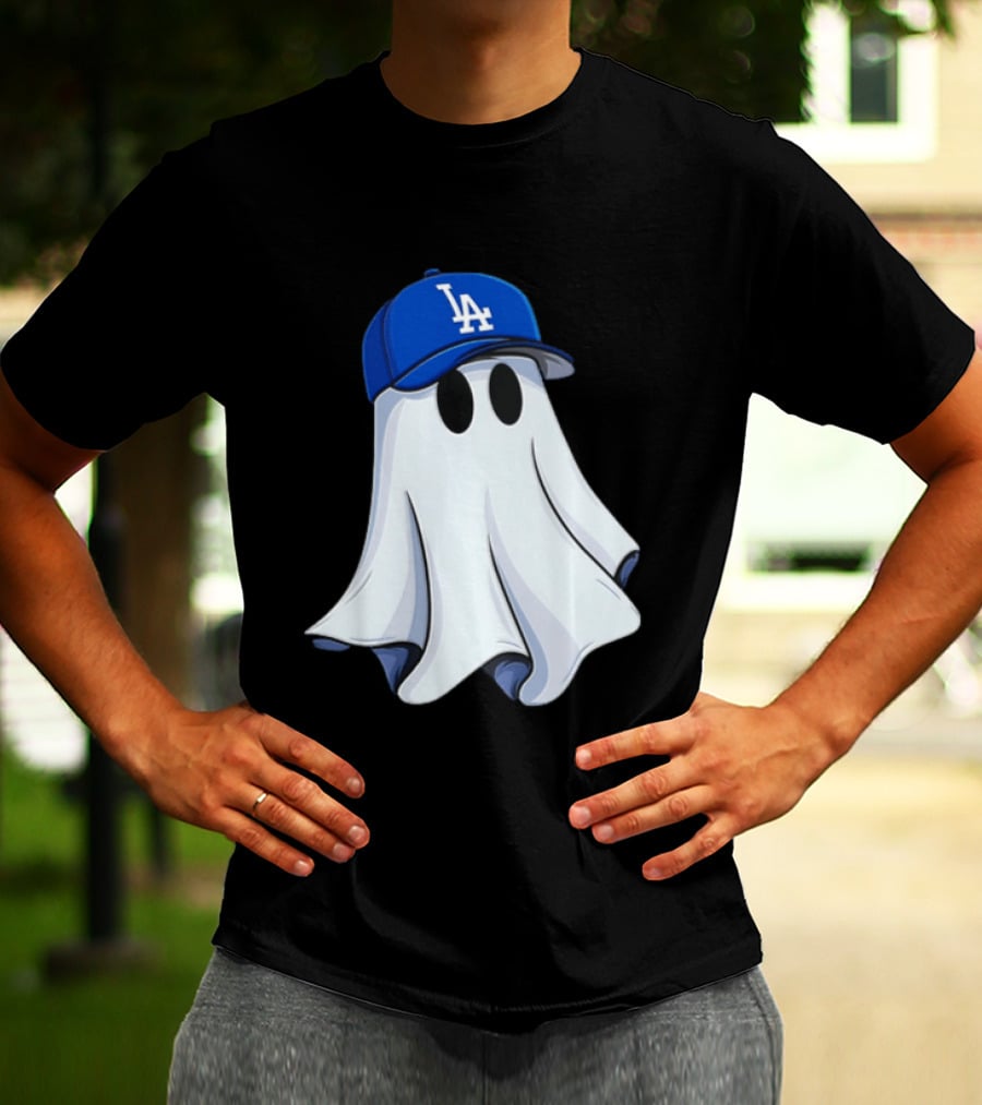 Los Angeles Dodgers Ghost In Blue LA Cap T-Shirt