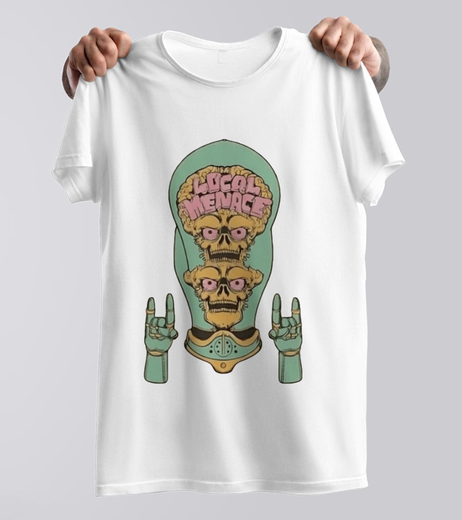 Local Menace Mars Attacks Alien Skull Martian Double Brains T-Shirt