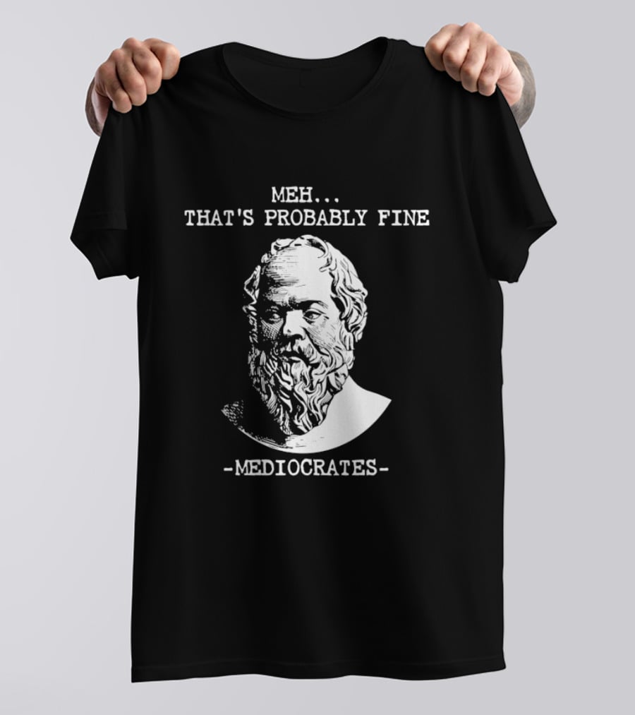 Mediocrates Meh That's Probably Fine Philosophy Bust Of Ancient Thinker T-Shirt