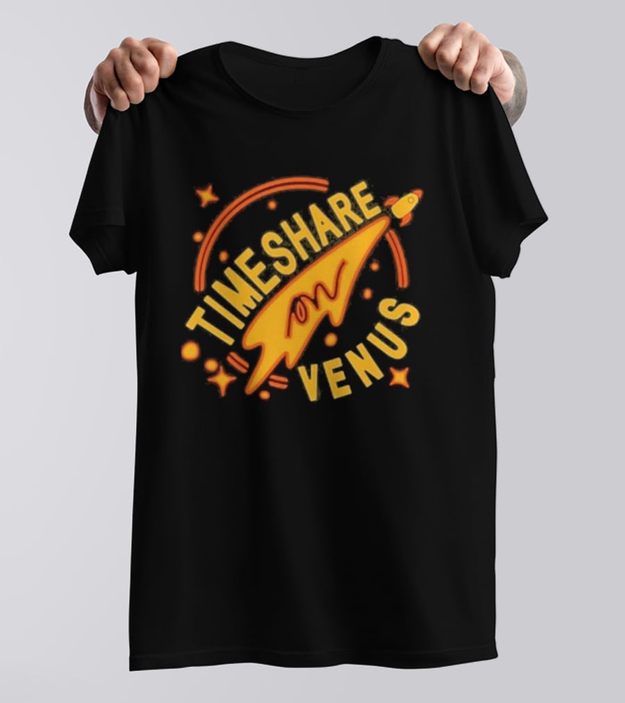 Timeshare On Venus Retro Space Rocket T-Shirt