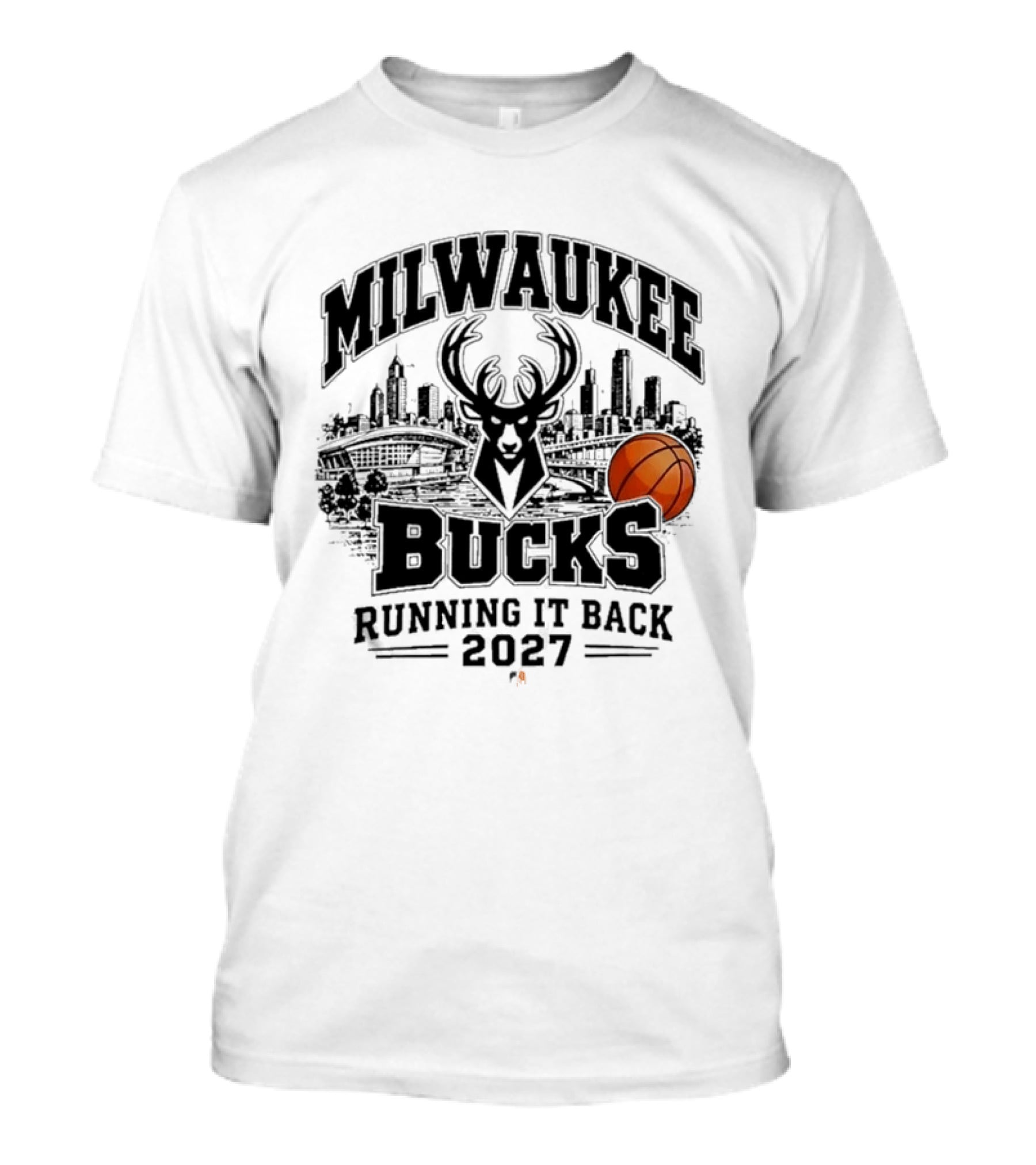 Milwaukee Bucks Running It Back 2027 Basketball Skyline T-Shirt