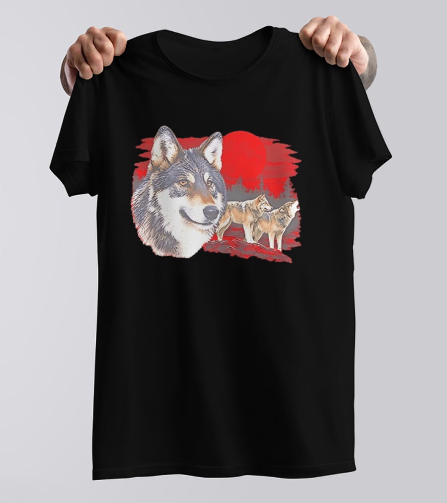 Wolf Pack Under A Moon Wolves Wildlife T-Shirt