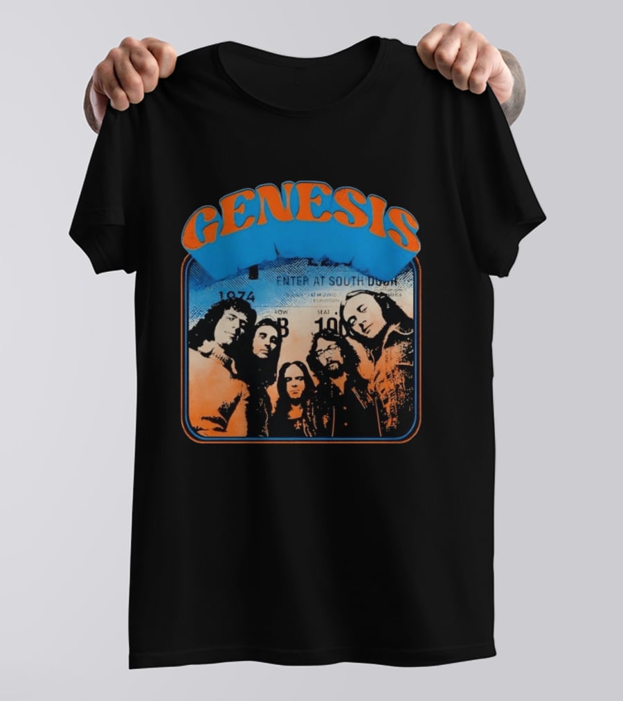 Genesis 1974 Enter At South Door Concert Ticket Progressive Rock T-Shirt