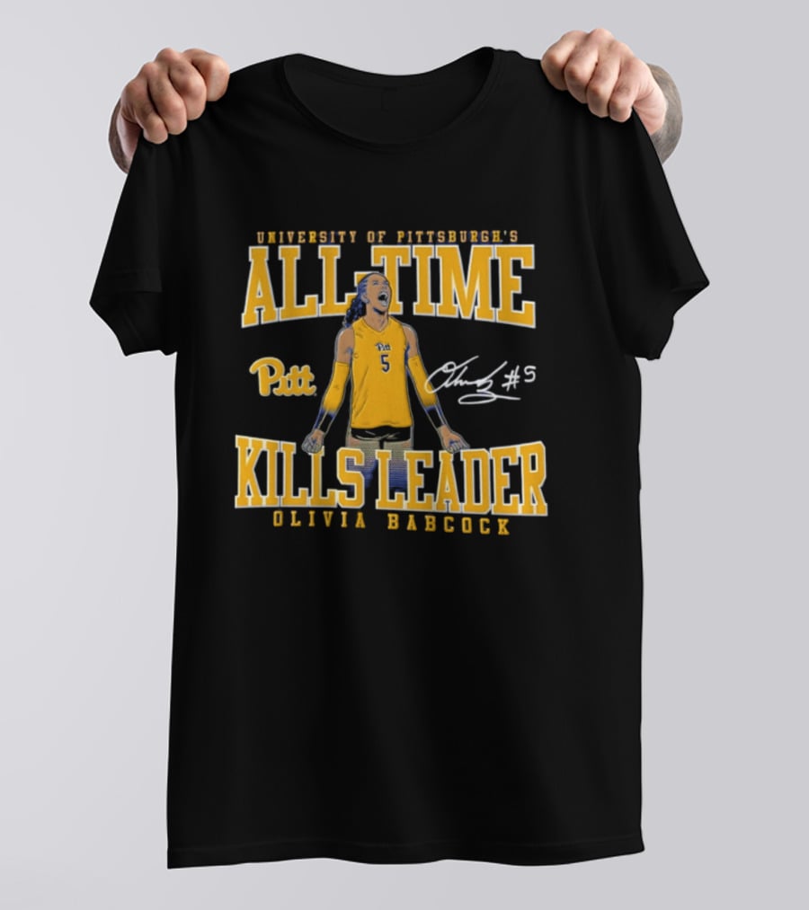 University Of Pittsburgh All Time Kills Leader Olivia Babcock Number 5 T-Shirt