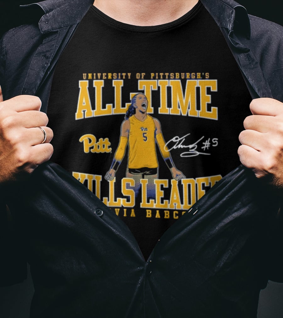 University Of Pittsburgh All Time Kills Leader Olivia Babcock Number 5 T-Shirt