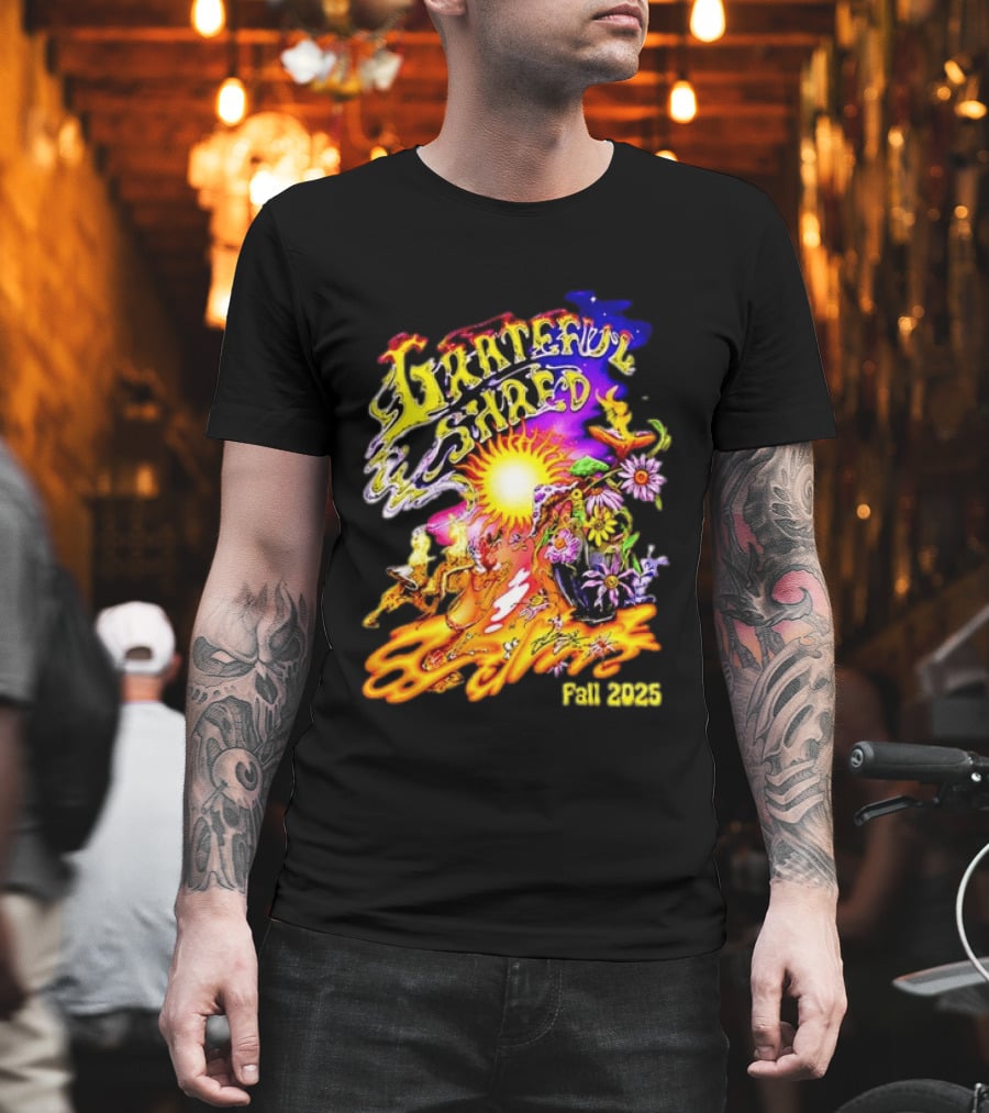 Grateful Shred Fall 2025 Psychedelic Sunburst Jam Band Vibrant Festival T-Shirt