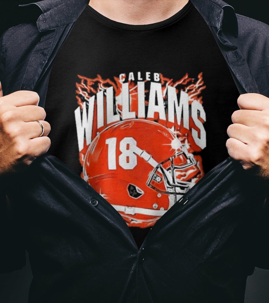 Caleb Williams 18 Lightning Helmet T-Shirt