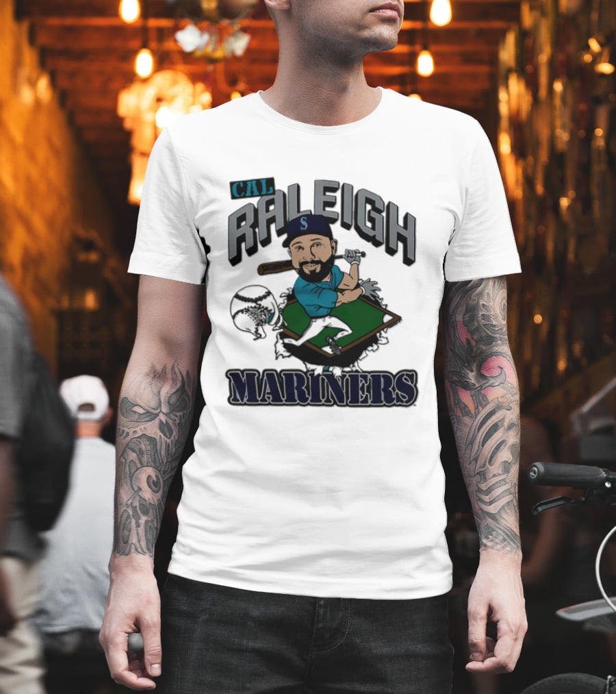 Cal Raleigh Seattle Mariners Player Caricature MLB T-Shirt