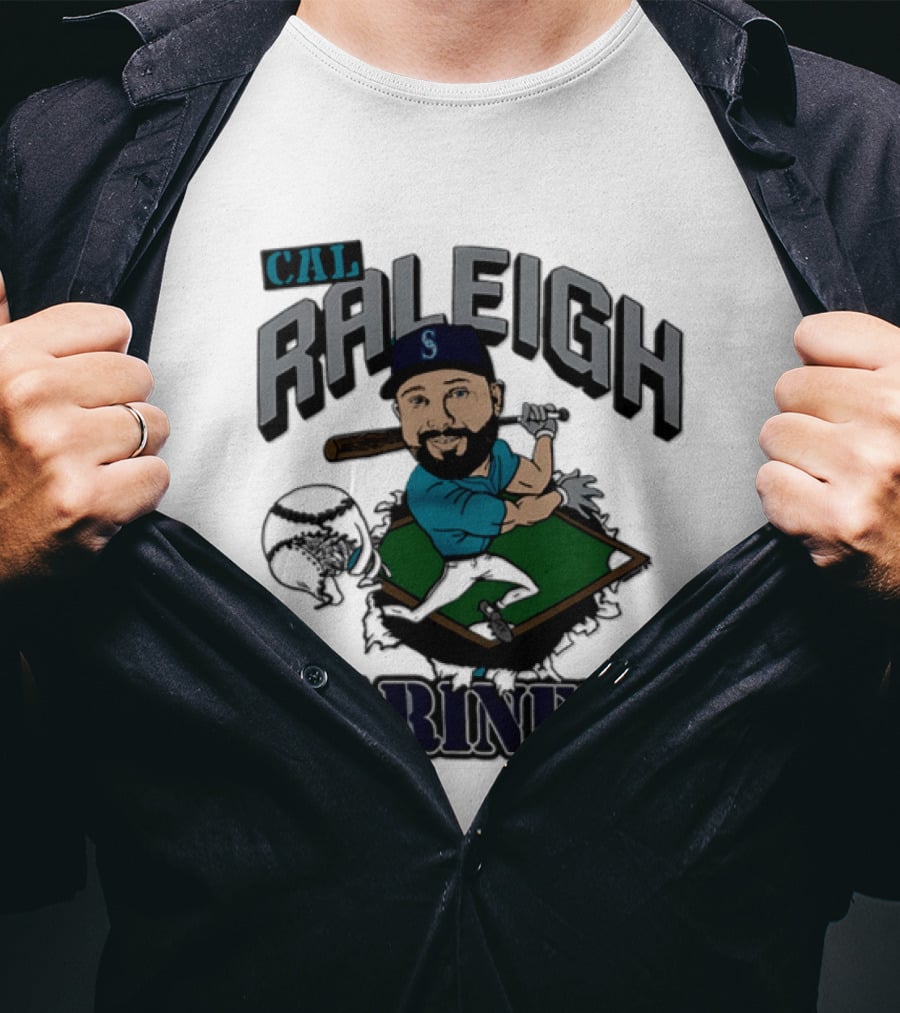 Cal Raleigh Seattle Mariners Player Caricature MLB T-Shirt
