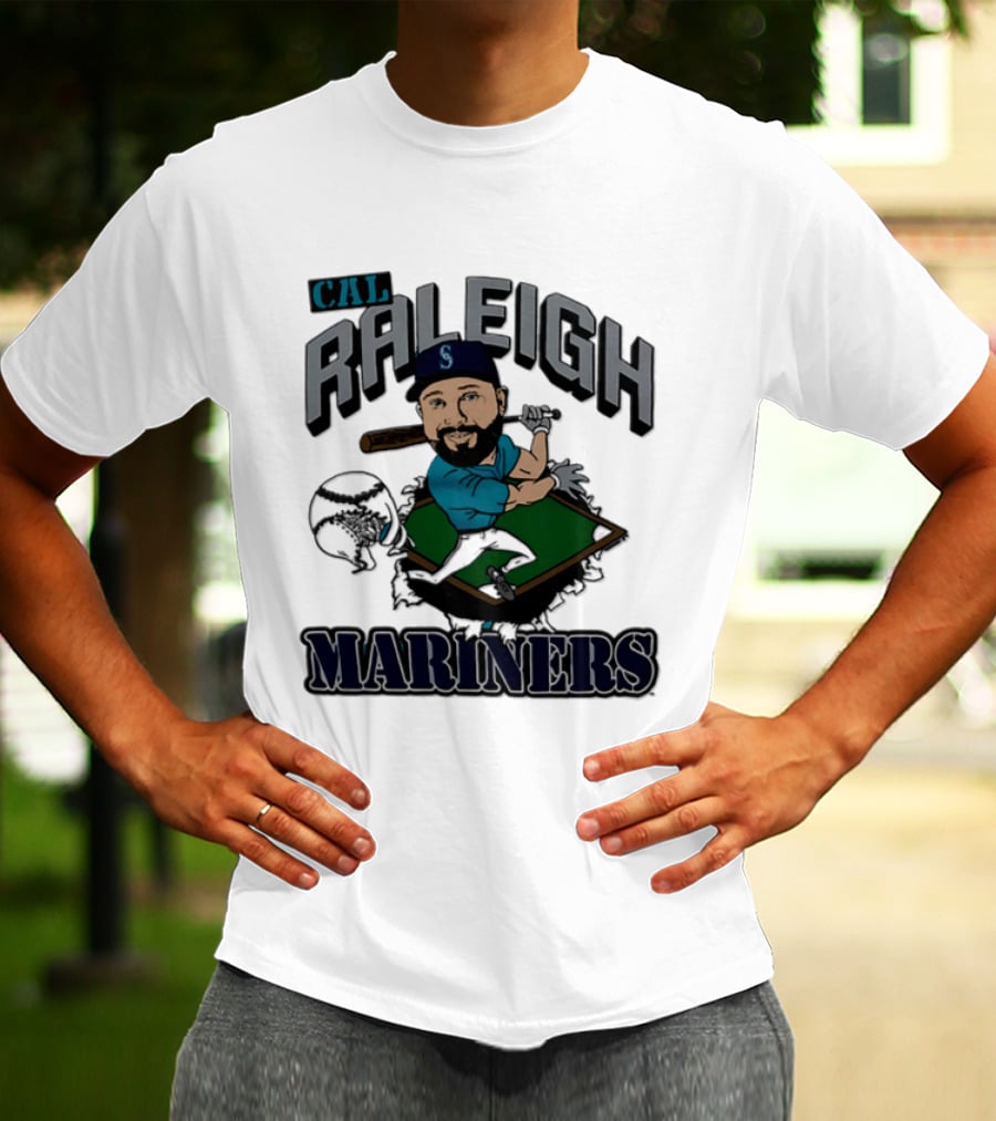 Cal Raleigh Seattle Mariners Player Caricature MLB T-Shirt