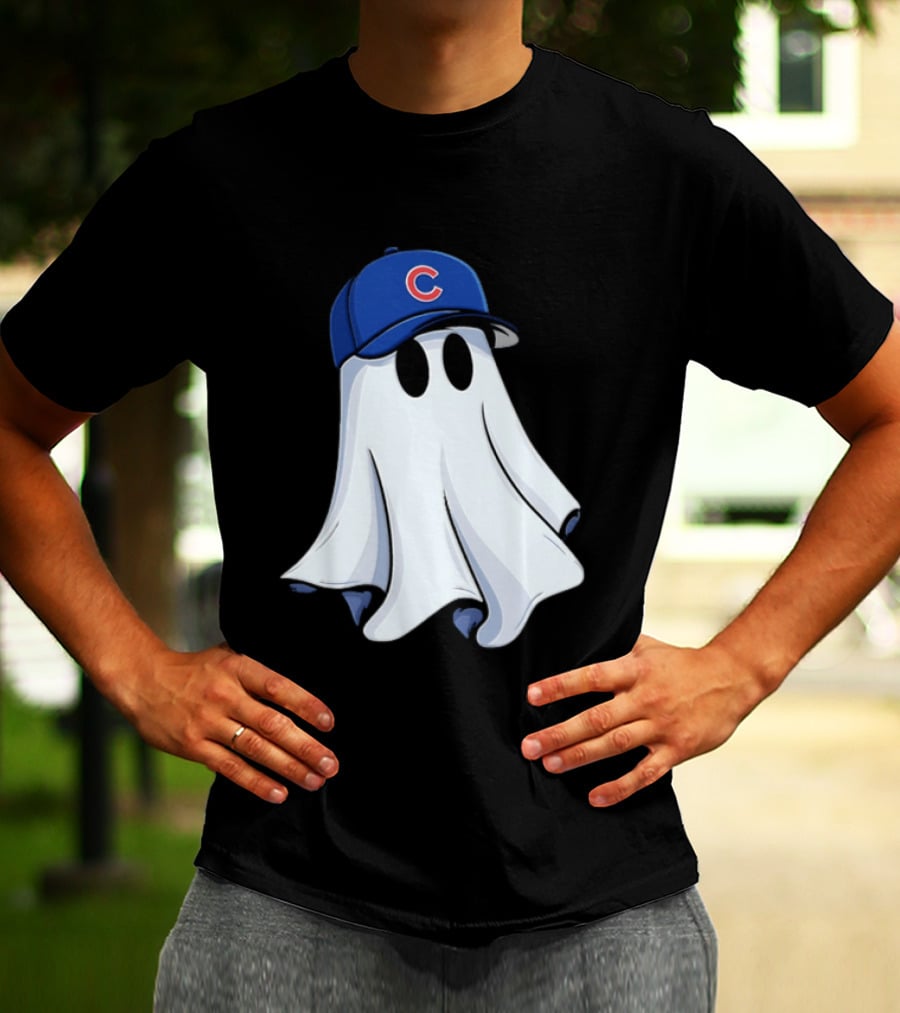 Chicago Cubs Ghost Cartoon Blue Baseball Cap T-Shirt