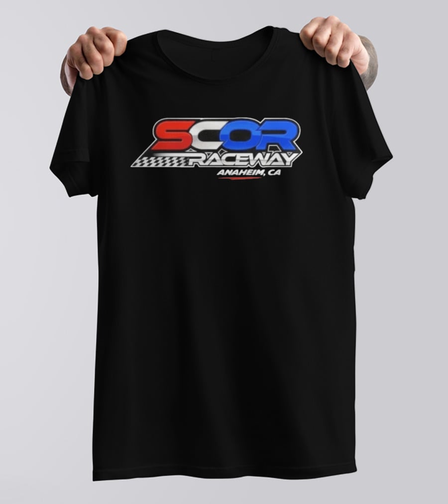 SCOR Raceway Anaheim CA Racing Flag T-Shirt