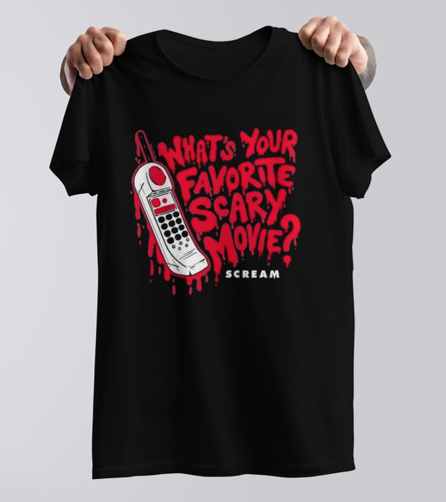 Scream What's Your Favorite Scary Movie Telephone Blood Red T-Shirt