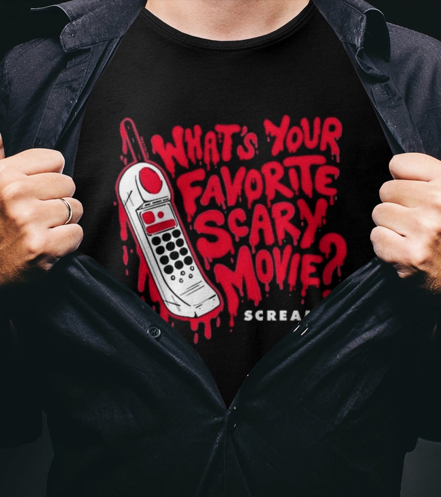 Scream What's Your Favorite Scary Movie Telephone Blood Red T-Shirt