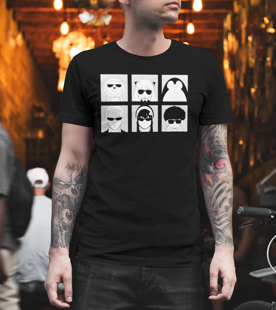 Spy X Family Characters In Sunglasses Box Grid T-Shirt