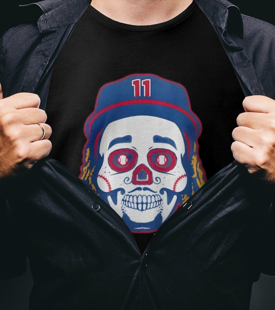 José Ramírez 11 Cleveland Guardians Sugar Skull Baseball Player T-Shirt