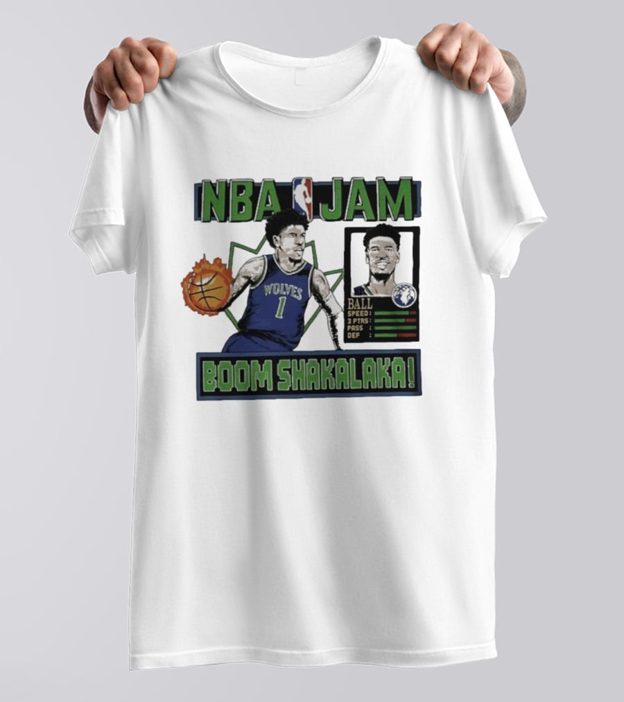 NBA Jam Minnesota Timberwolves Wolves Ball Boom Shakalaka T-Shirt
