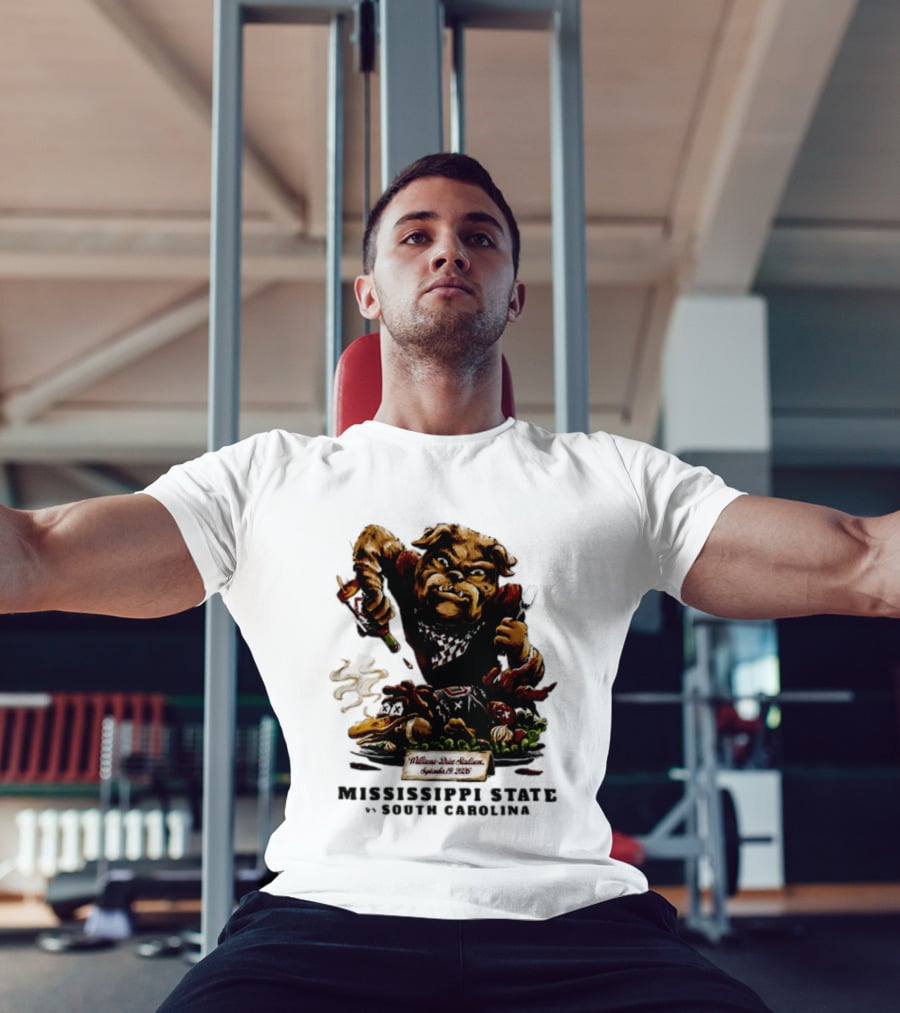 Mississippi State Vs South Carolina 2026 Bulldog Pouring Sauce On Roasted Duck Williams Brice Stadium T-Shirt