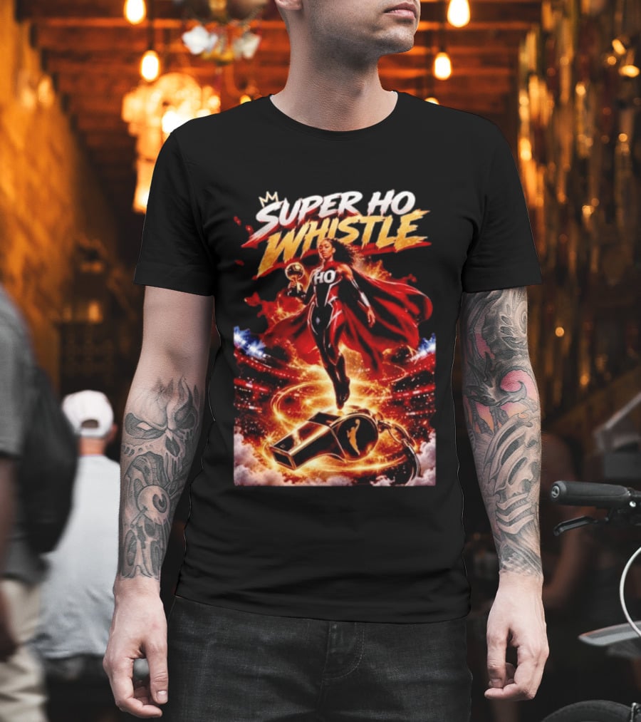 Super Ho Whistle WNBA Basketball Comic Style Heroine T-Shirt