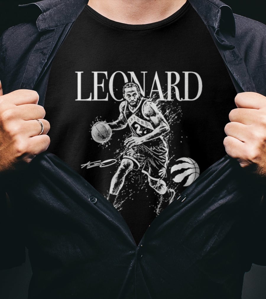 Kawhi Leonard Number 2 Toronto Raptors NBA Basketball Splatter T-Shirt