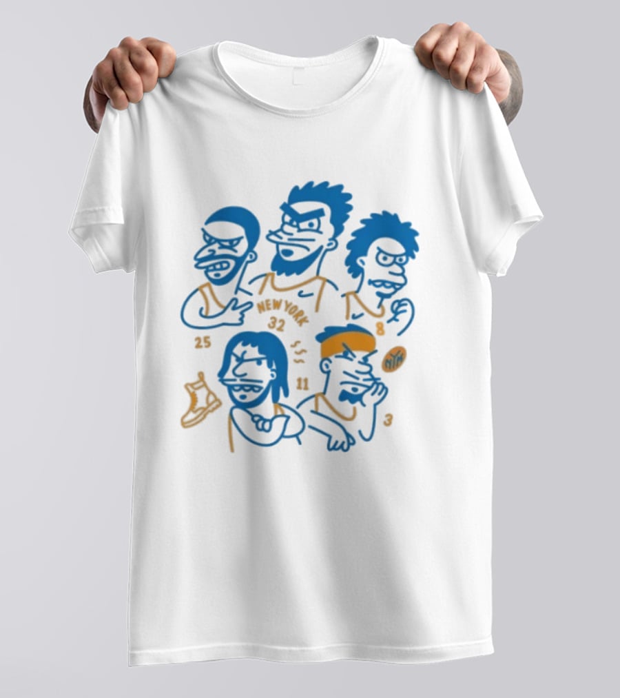 New York Knicks Cartoon 25 30 23 11 NBA Basketball Players T-Shirt