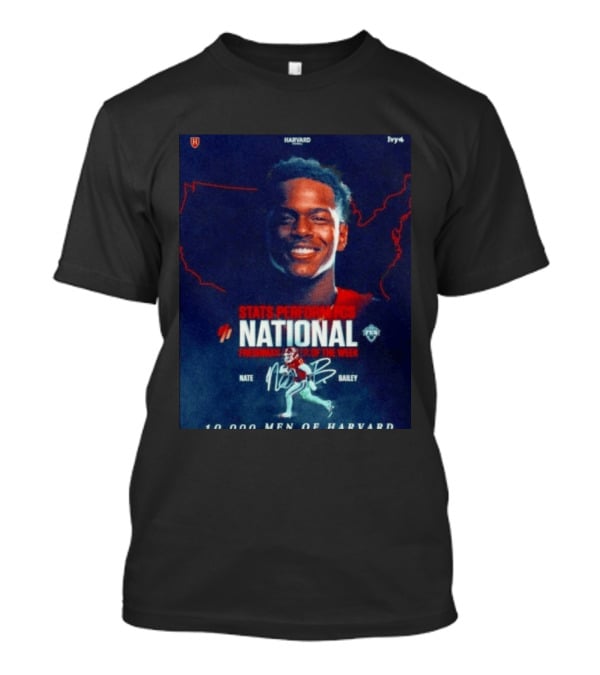 Stats Perform FCS National Freshman Player Of The Week Nate Bailey Harvard Football Ivy League T-Shirt