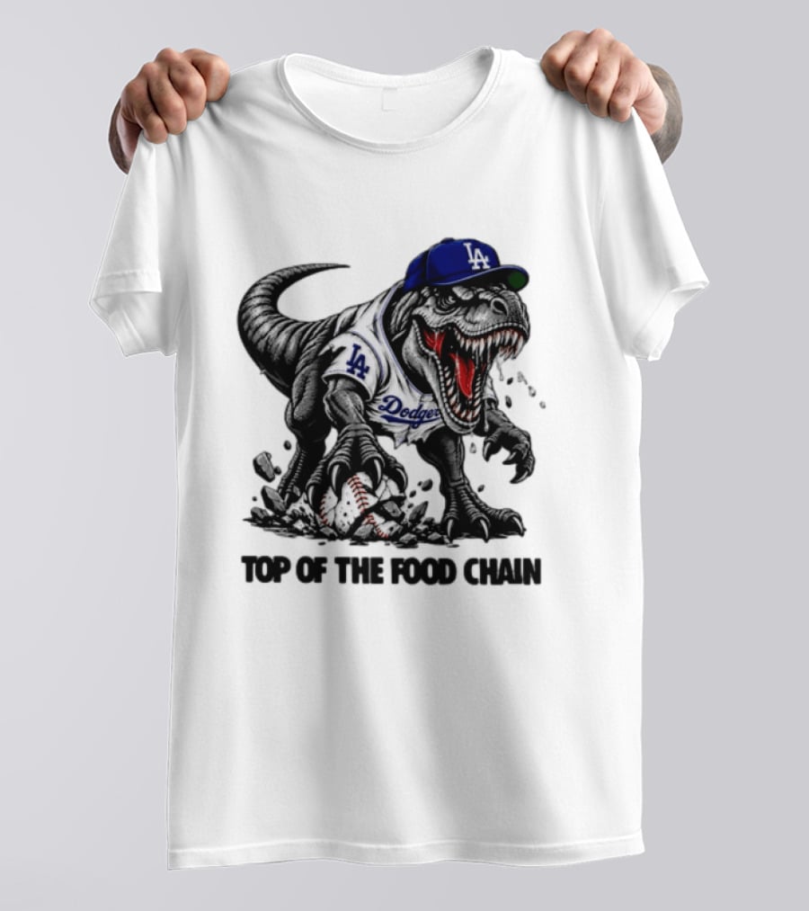 Tyrannosaurus Los Angeles Dodgers MLB Top Of The Food Chain Baseball Rex T-Shirt
