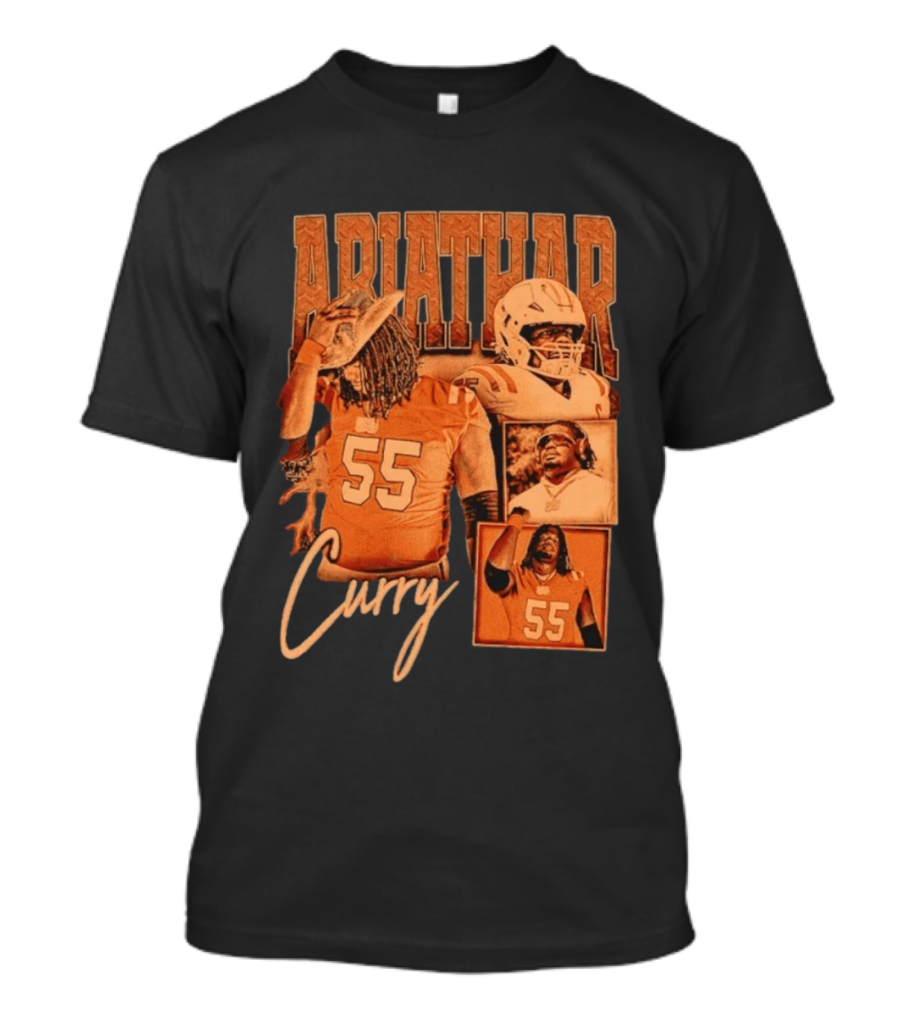 Ariathar Curry 55 Football Player Portrait Montage T-Shirt