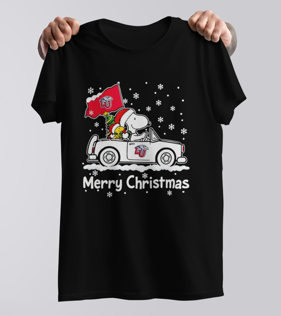 Liberty Flames Snoopy Woodstock Driving Car Merry Christmas Holiday T-Shirt