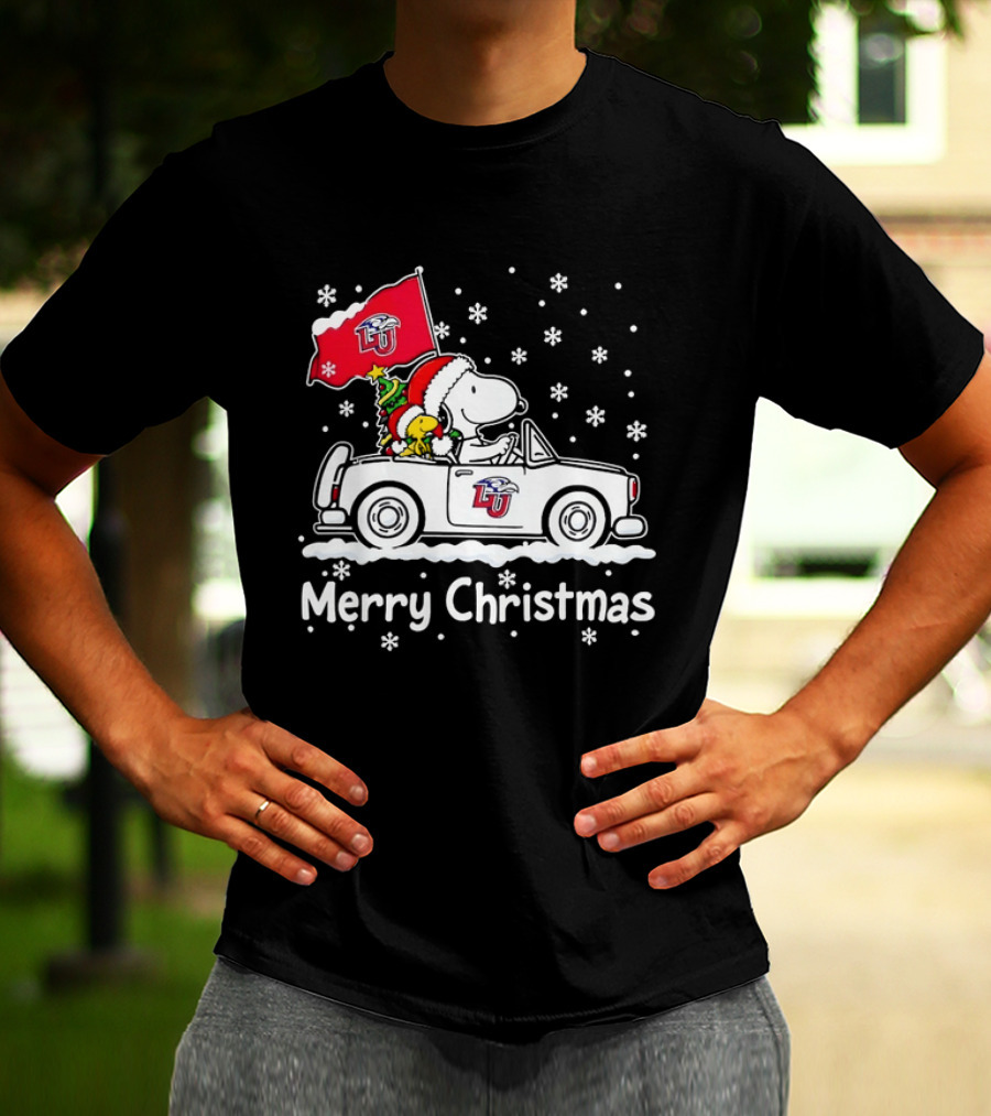 Liberty Flames Snoopy Woodstock Driving Car Merry Christmas Holiday T-Shirt
