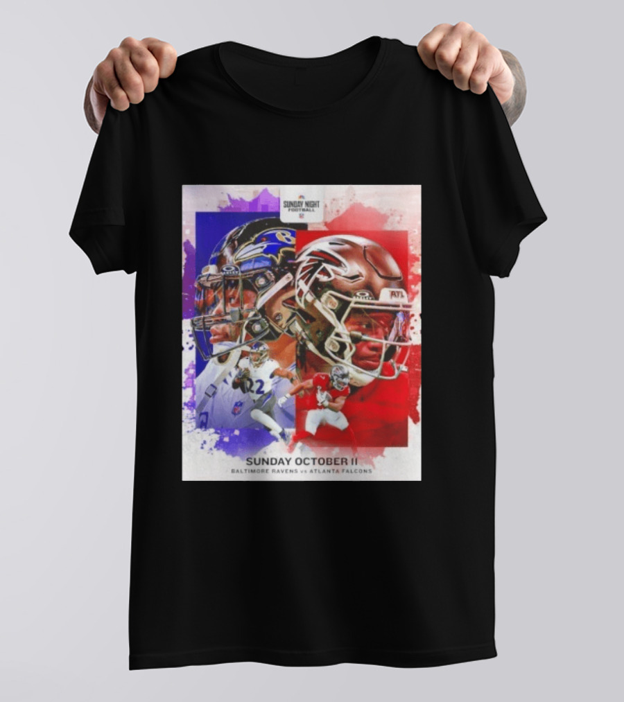 Sunday Night Football October 11 Baltimore Ravens Vs Atlanta Falcons NFL Matchup T-Shirt