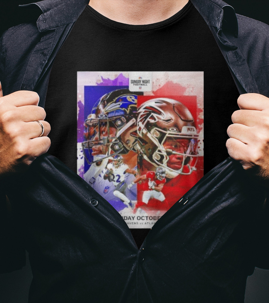 Sunday Night Football October 11 Baltimore Ravens Vs Atlanta Falcons NFL Matchup T-Shirt