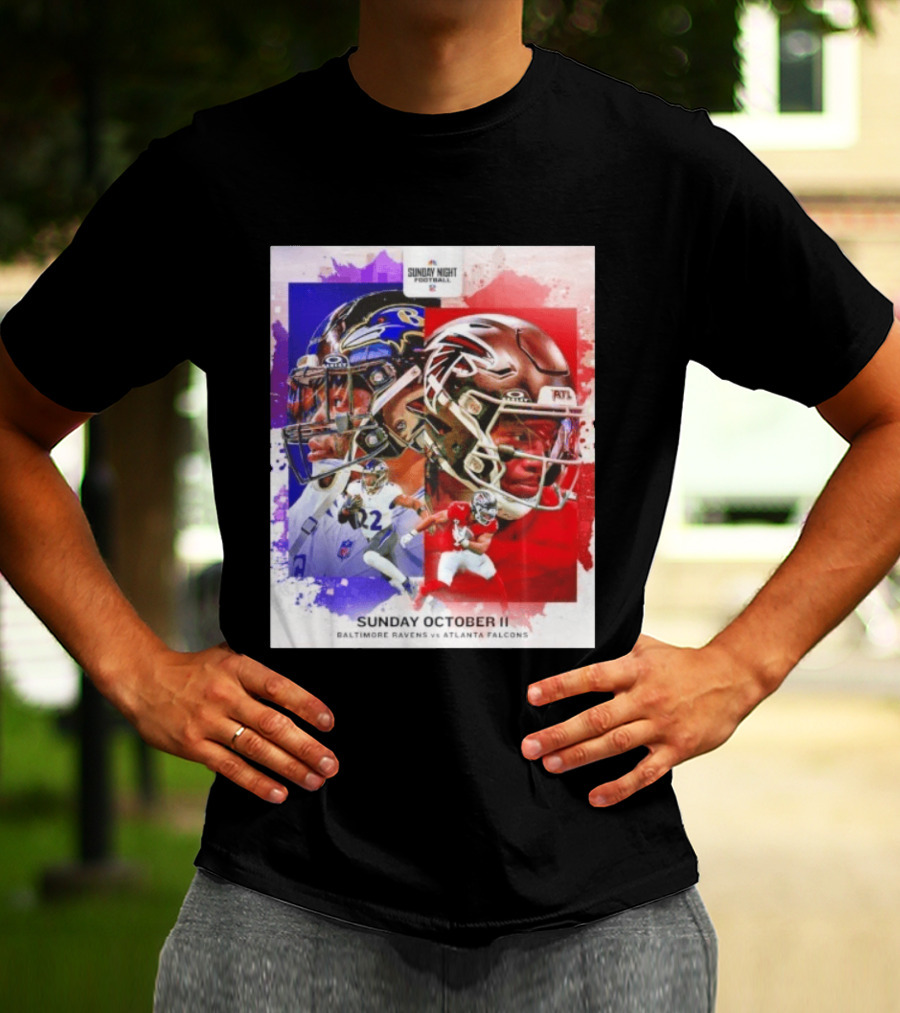 Sunday Night Football October 11 Baltimore Ravens Vs Atlanta Falcons NFL Matchup T-Shirt