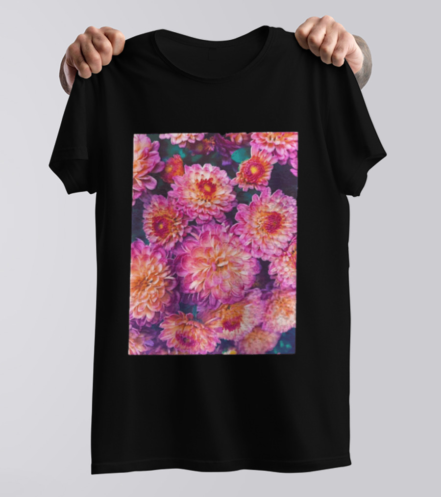Many Pink And Orange Chrysanthemum Flowers In Full Bloom T-Shirt