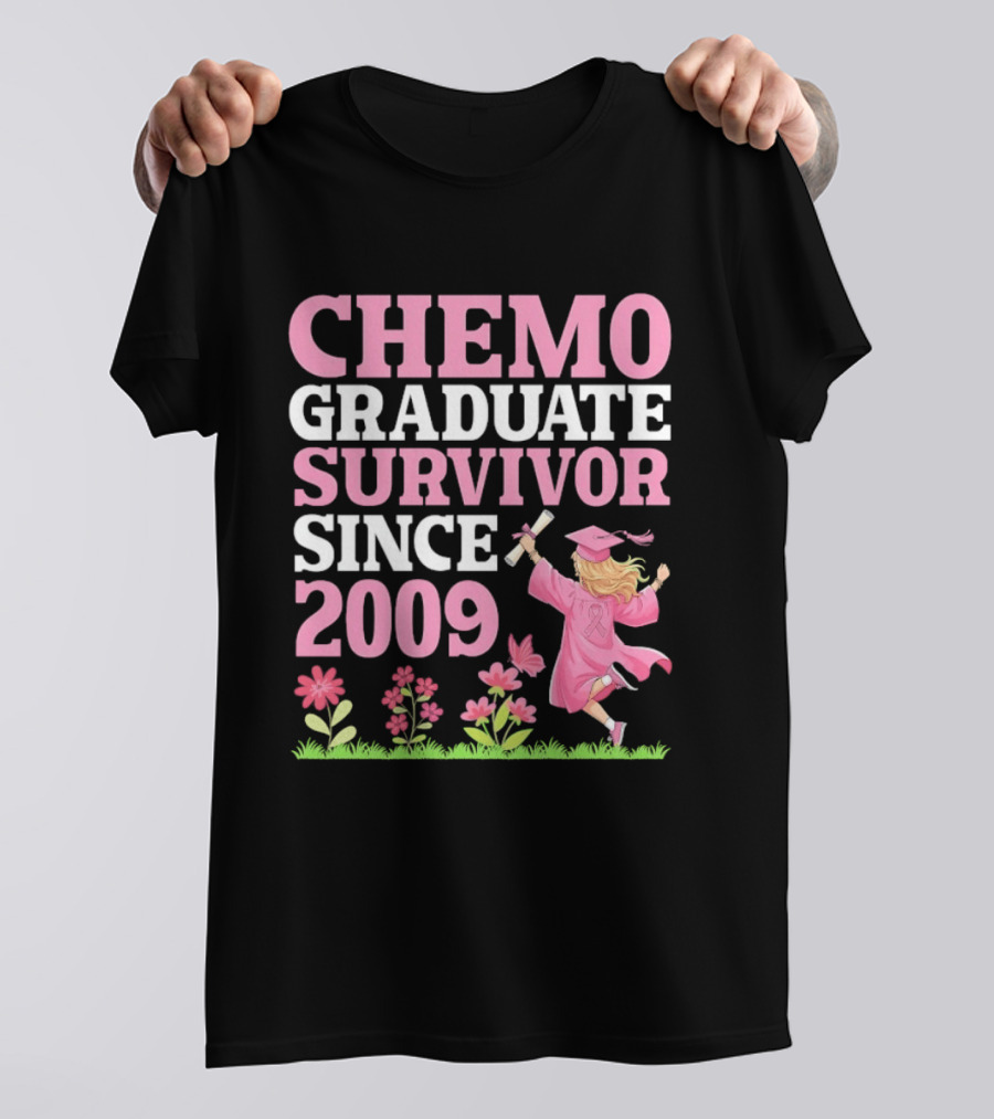 Chemo Graduate Survivor Since 2009 Cancer Awareness Pink Ribbon Graduation T-Shirt