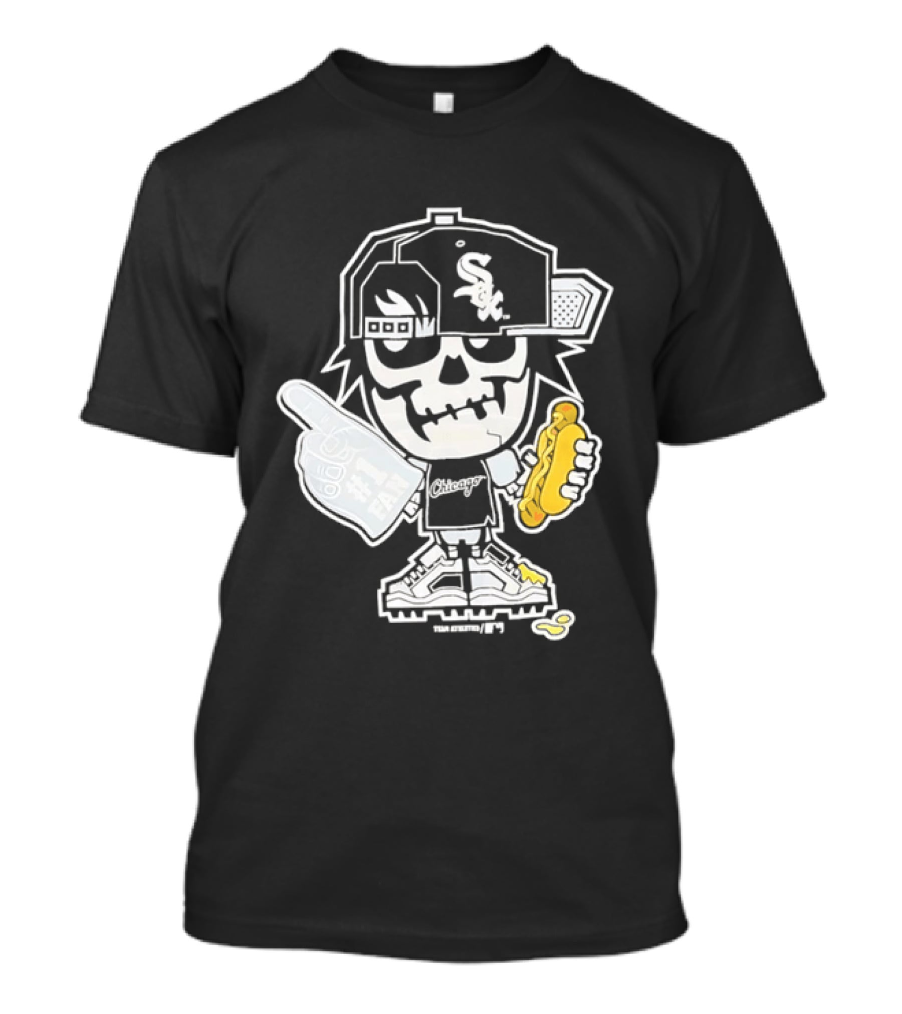 Chicago White Sox Skeleton No 1 Foam Finger Hot Dog Cap T-Shirt