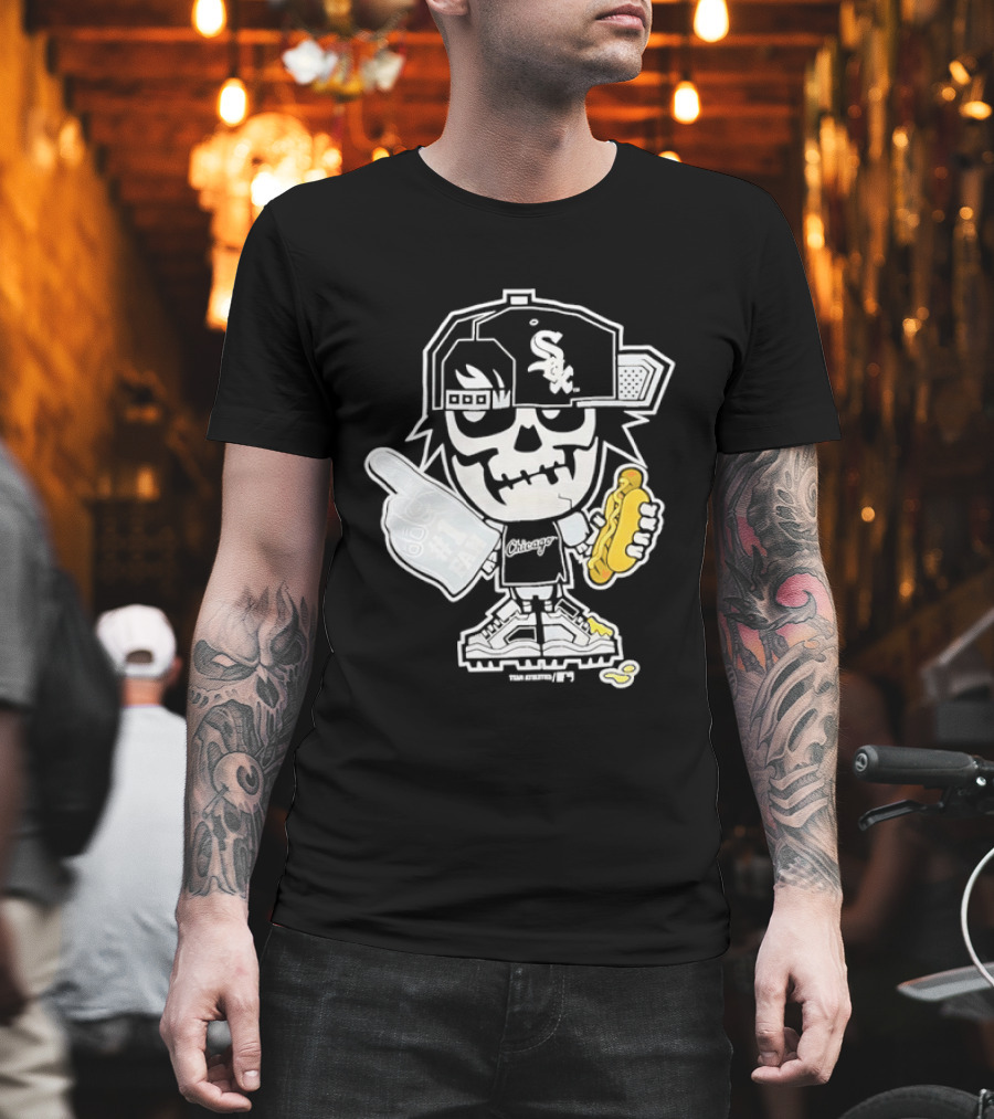 Chicago White Sox Skeleton No 1 Foam Finger Hot Dog Cap T-Shirt