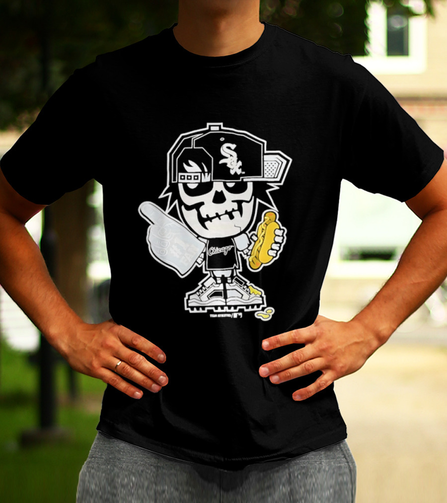 Chicago White Sox Skeleton No 1 Foam Finger Hot Dog Cap T-Shirt