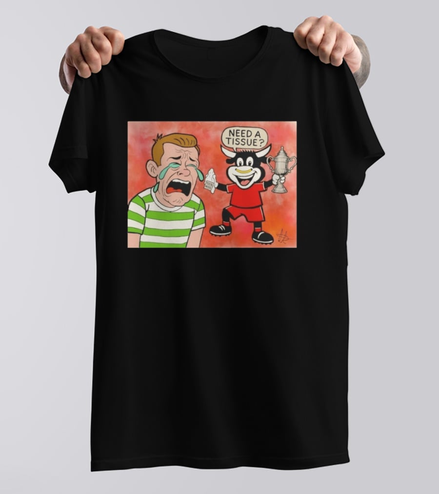 Need A Tissue Aberdeen FC Taunting Crying Celtic Cartoon Trophy T-Shirt