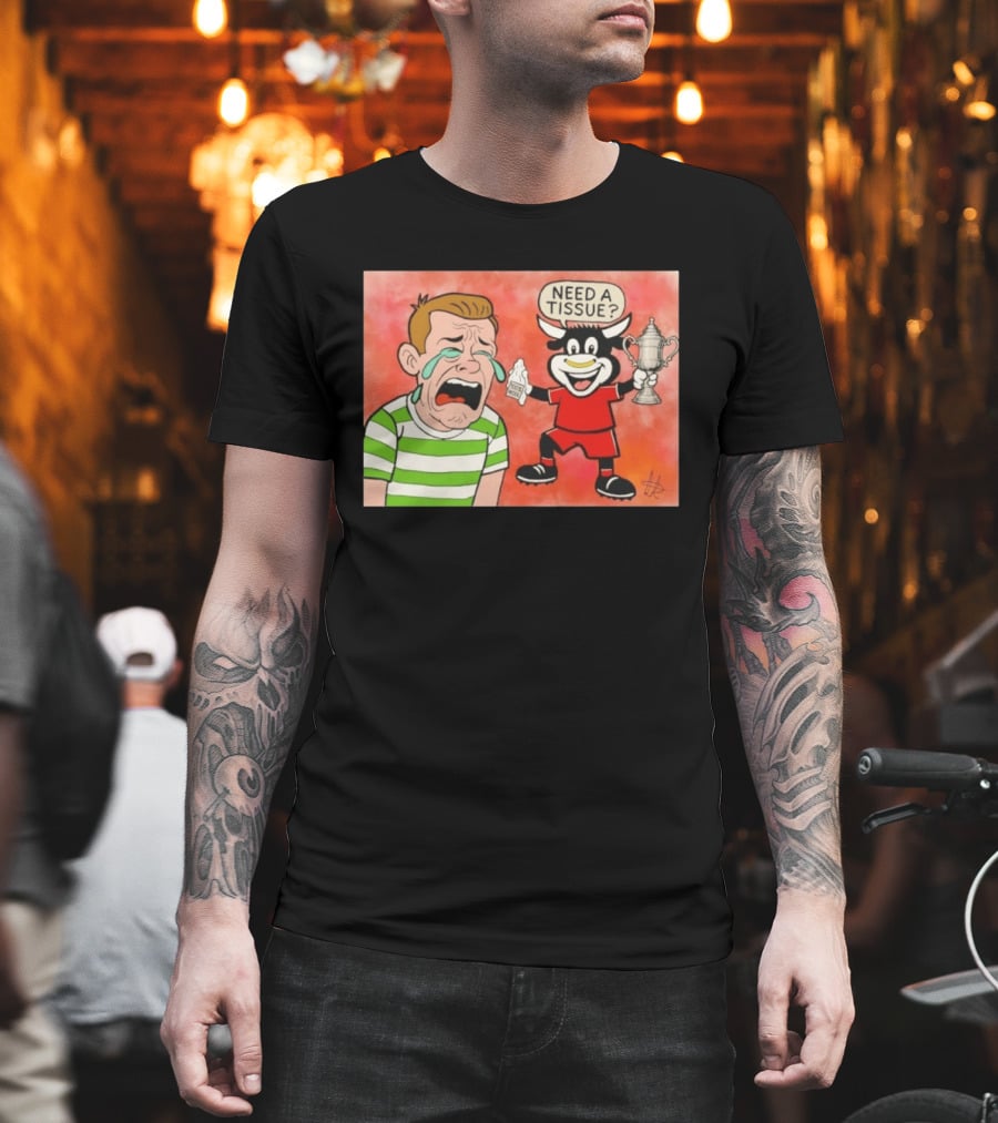 Need A Tissue Aberdeen FC Taunting Crying Celtic Cartoon Trophy T-Shirt