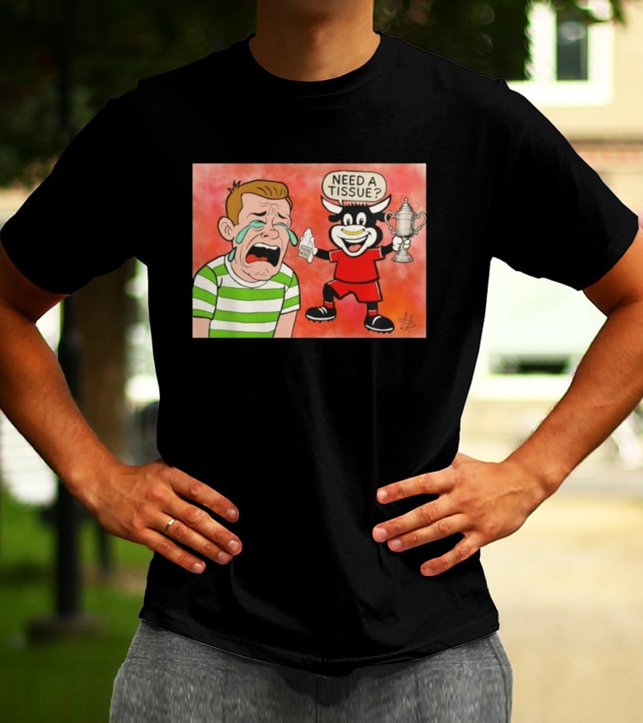 Need A Tissue Aberdeen FC Taunting Crying Celtic Cartoon Trophy T-Shirt