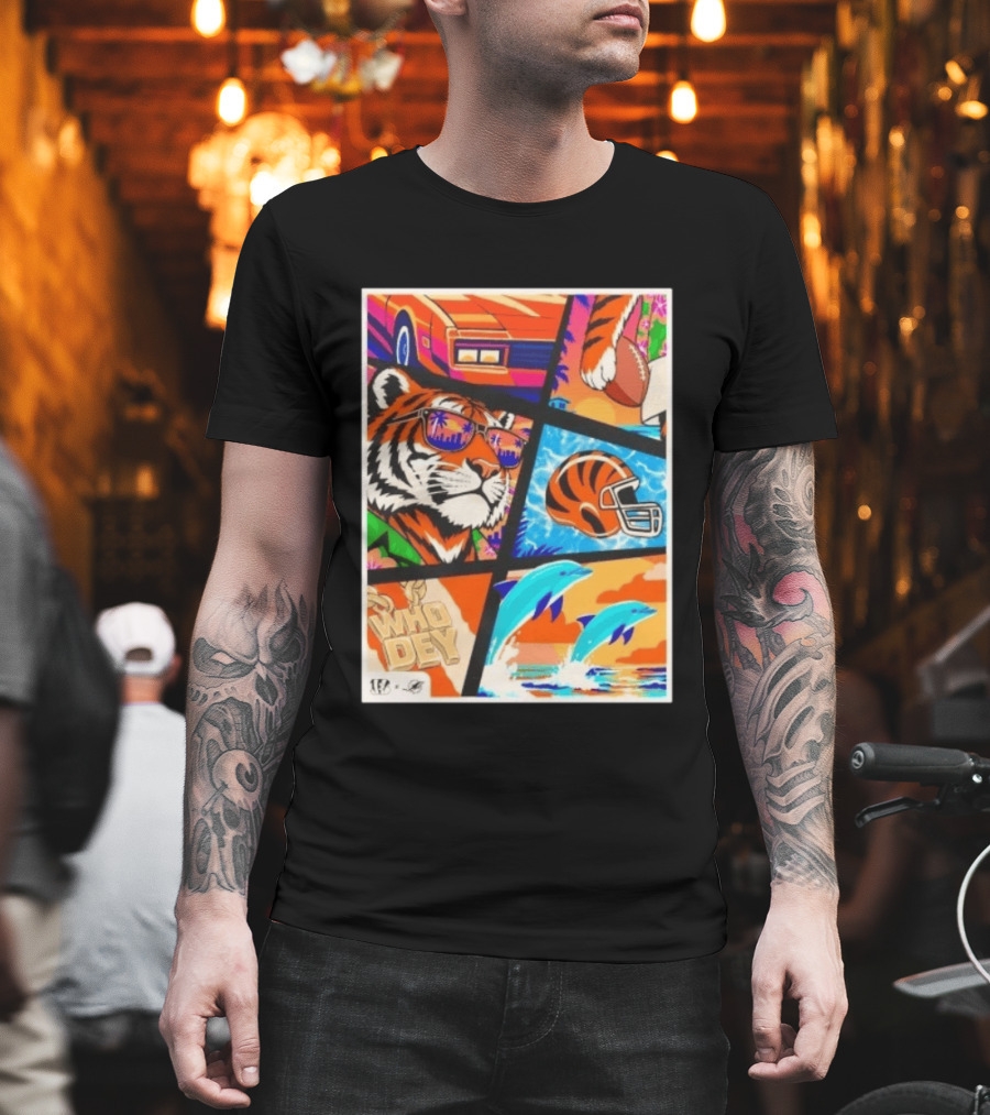 Cincinnati Bengals Tiger Dolphins Football Who Dey NFL Matchup T-Shirt