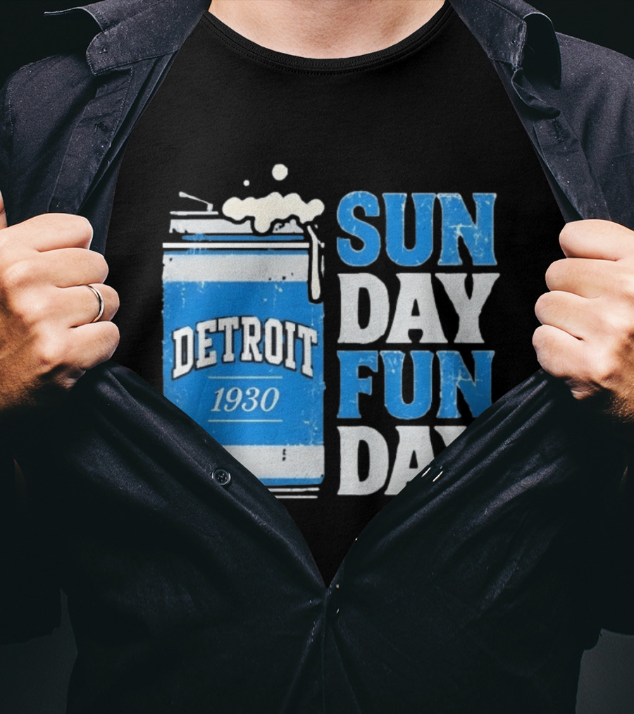 Detroit 1930 Beer Can Sun Day Fun Day Distressed T-Shirt