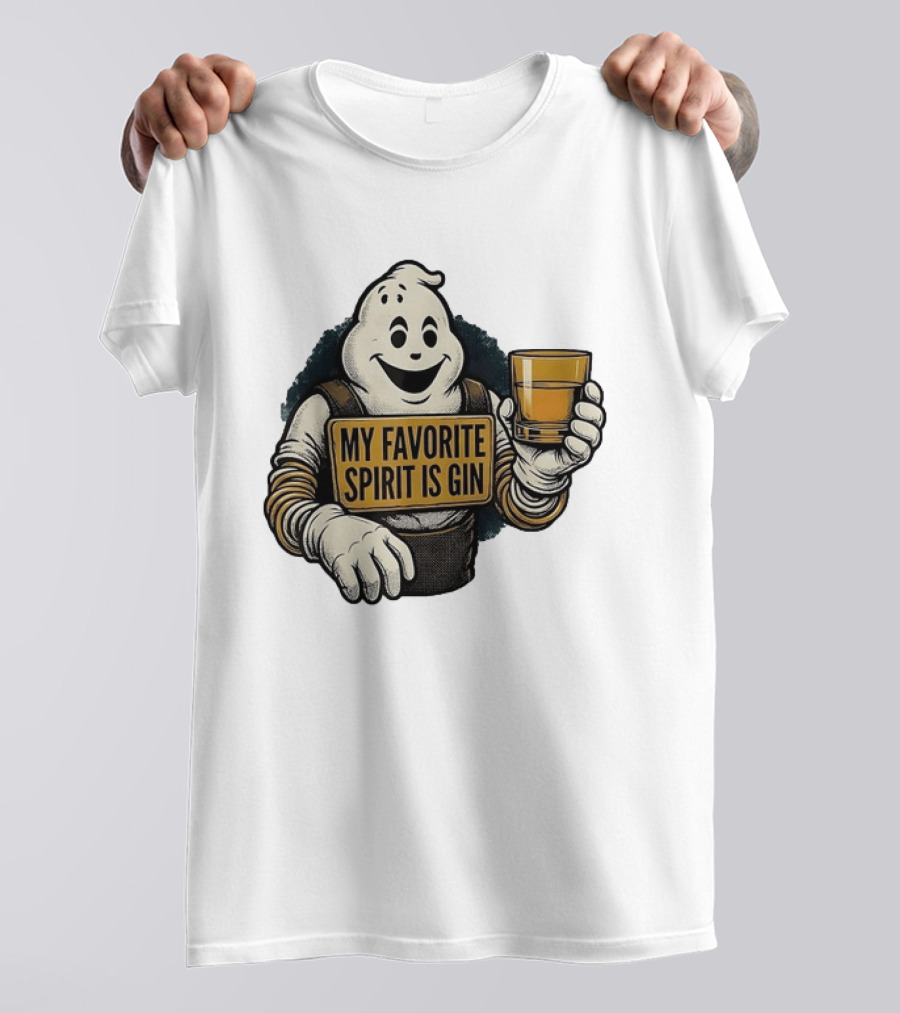 My Favorite Spirit Is Gin Ghost Character With Drink T-Shirt