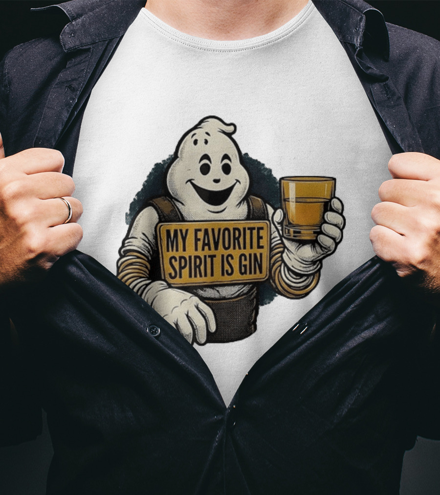 My Favorite Spirit Is Gin Ghost Character With Drink T-Shirt