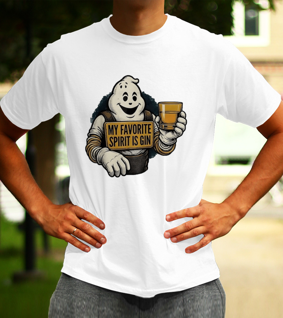 My Favorite Spirit Is Gin Ghost Character With Drink T-Shirt