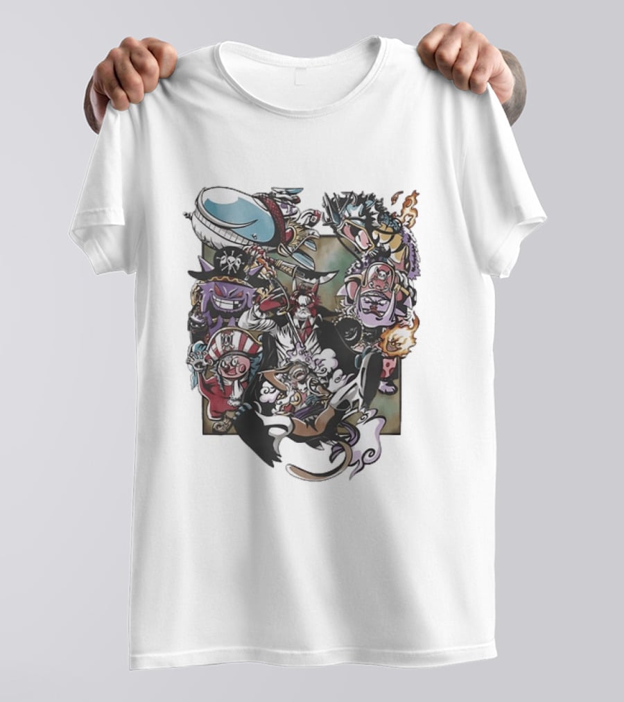 One Piece And Pokémon Crossover Featuring Iconic Characters T-Shirt
